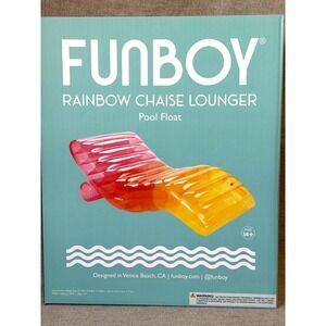 FUNBOY Giant Inflatable Luxury Clear Rainbow Chaise Lounger Chair Pool Float 70"